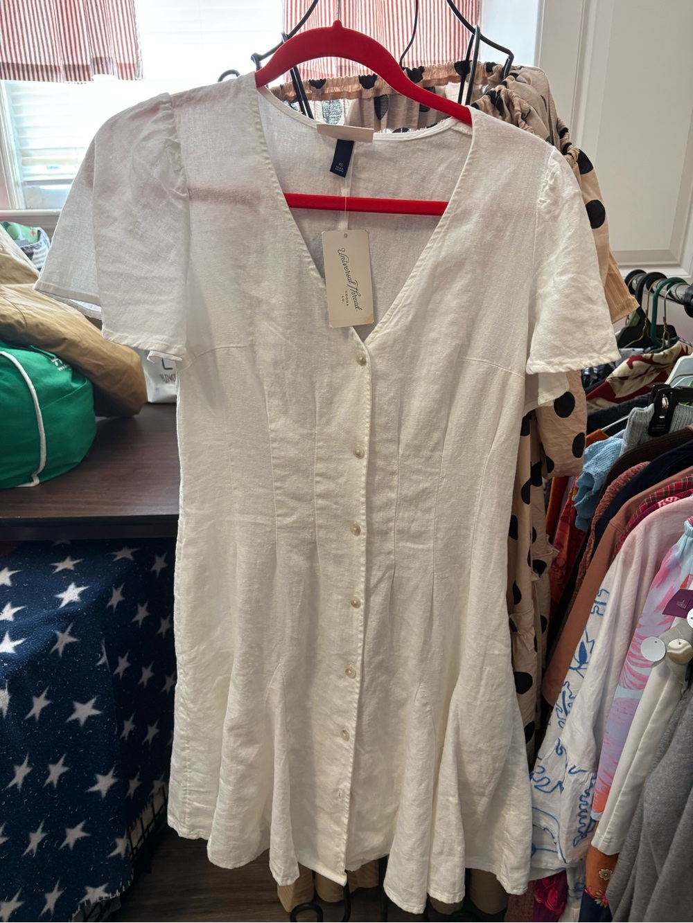 NWT Universal Thread White Button-Front V-Neck Mini Dress